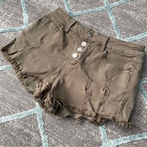 Angel Kiss Denim Collection Cheeky Green Cropped Short Shorts